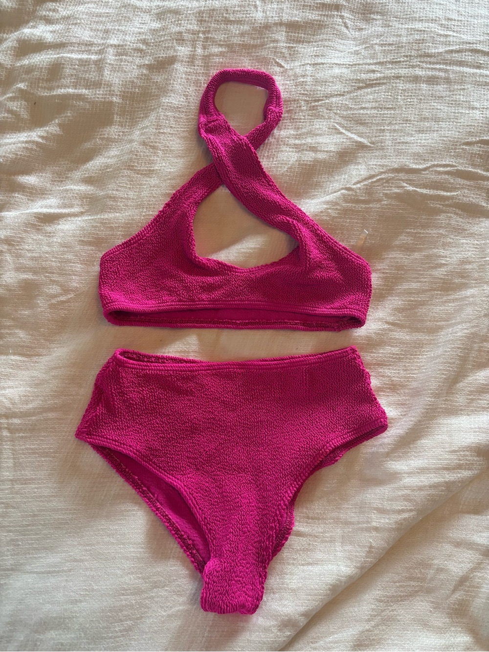 Bond-eye Carmen Crinkle High-Waist Bikini